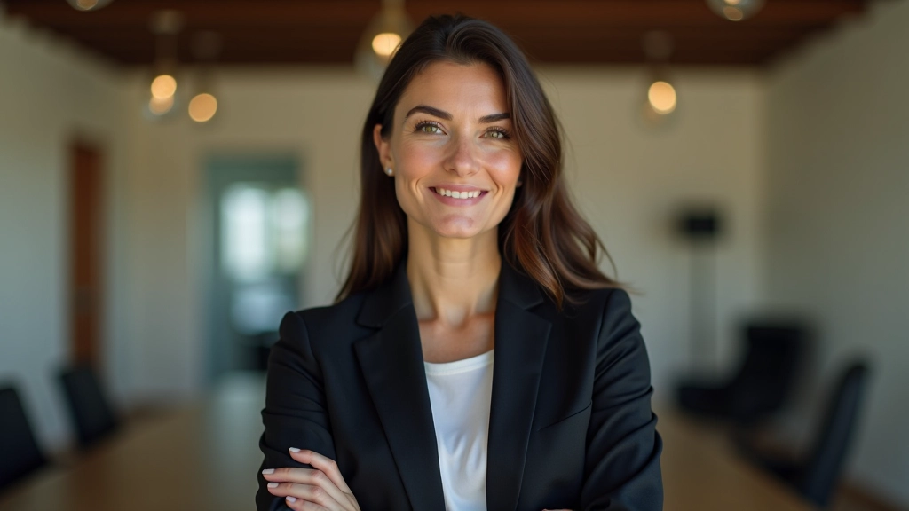 Mulher confiante em ambiente de treino, postura segura, luz natural, expressão determinada